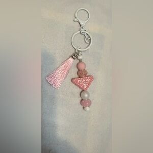 Pink and White Beaded Charm -NEW